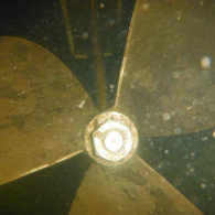 An underwater after shot of a clean propeller.